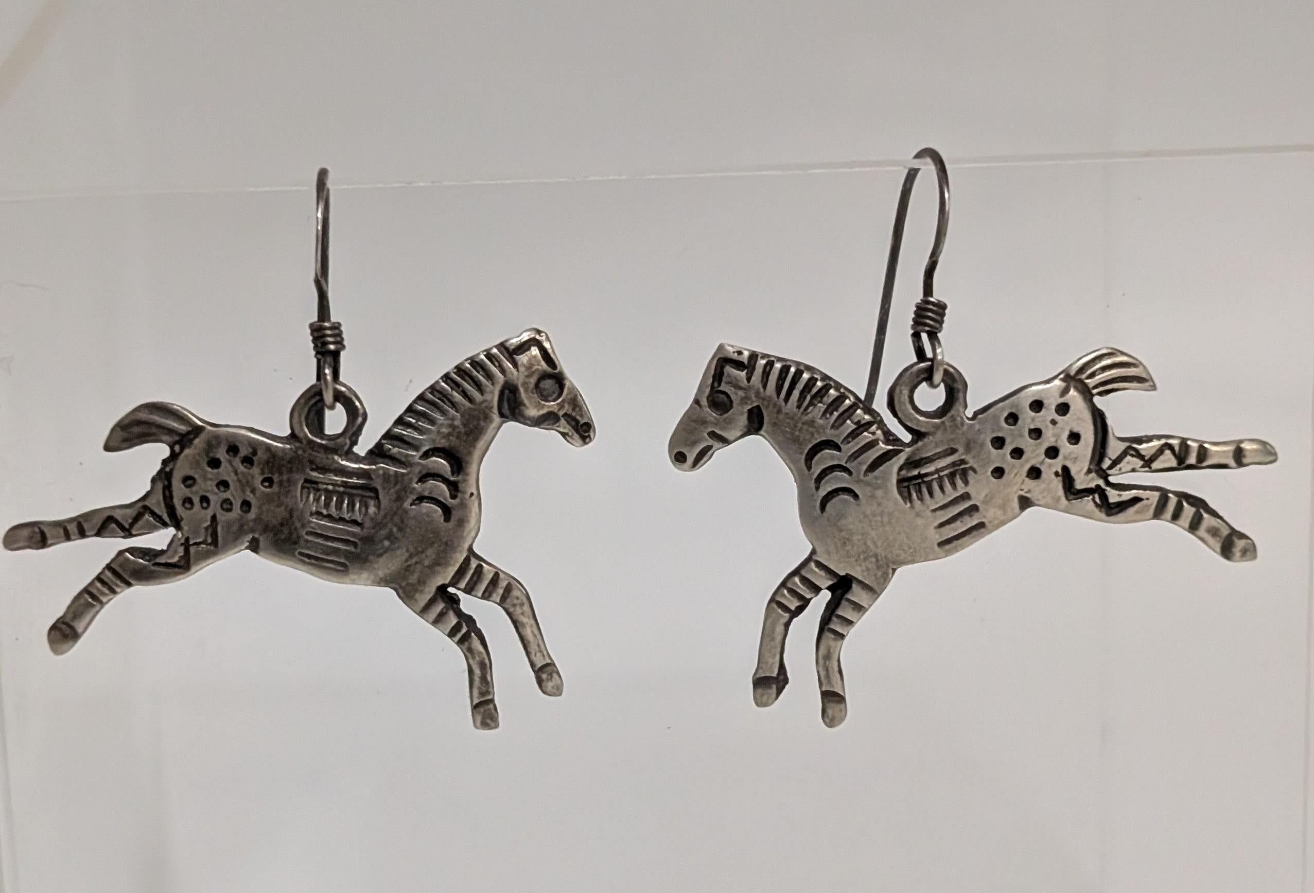 AM, Sterling Silver Horse Earrings