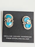 Turquoise Snake earrings, Gayle Calavaza, Zuni