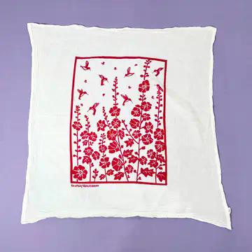 Dish Towel - Hummingbirds  Raspberry
