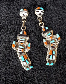 Zuni Inlay Sun face and Kachina Earrings