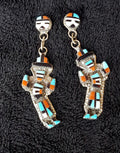 Zuni Inlay Sun face and Kachina Earrings