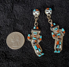Zuni Inlay Sun face and Kachina Earrings