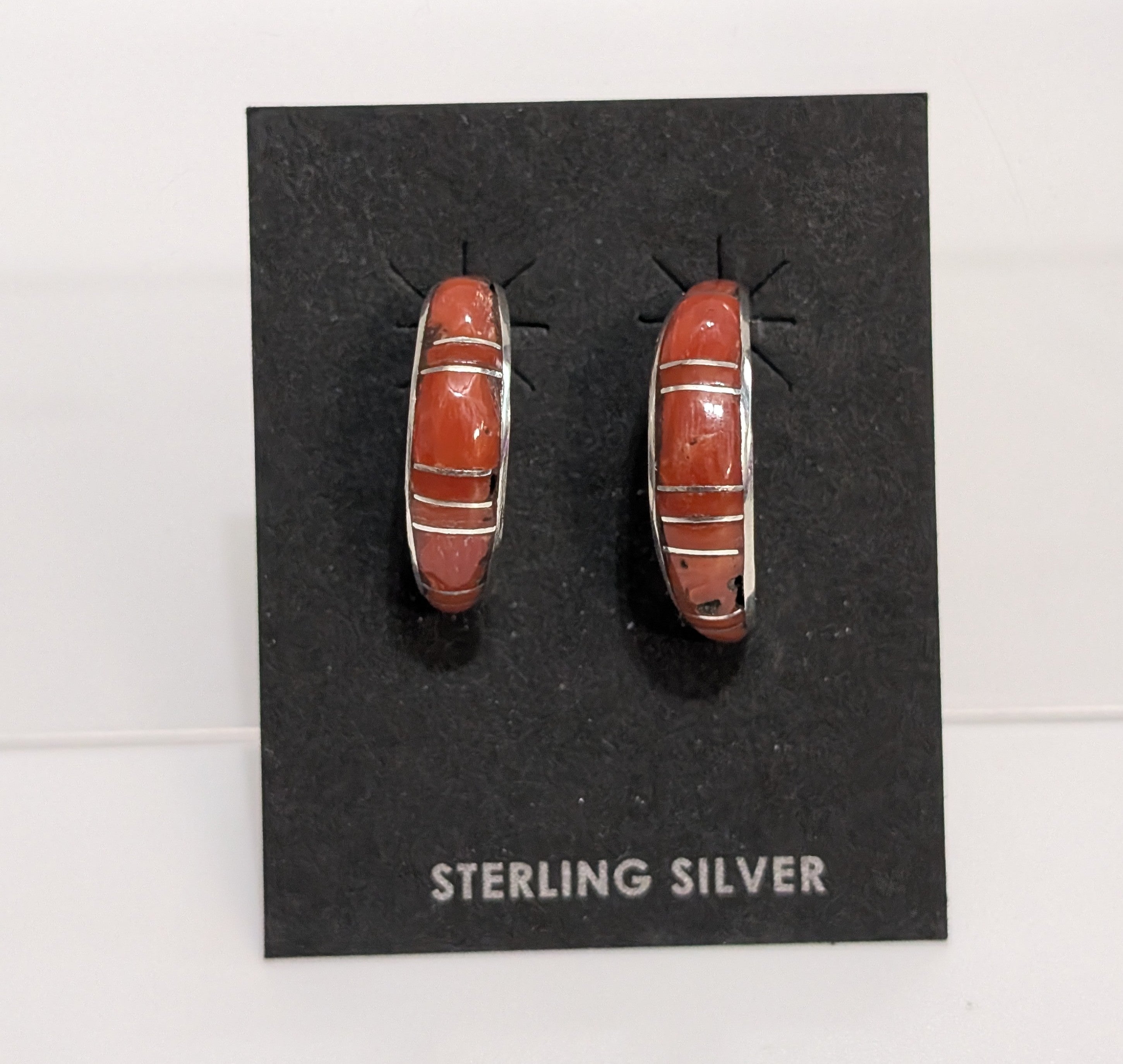Coral Inlay Hoop Earrings