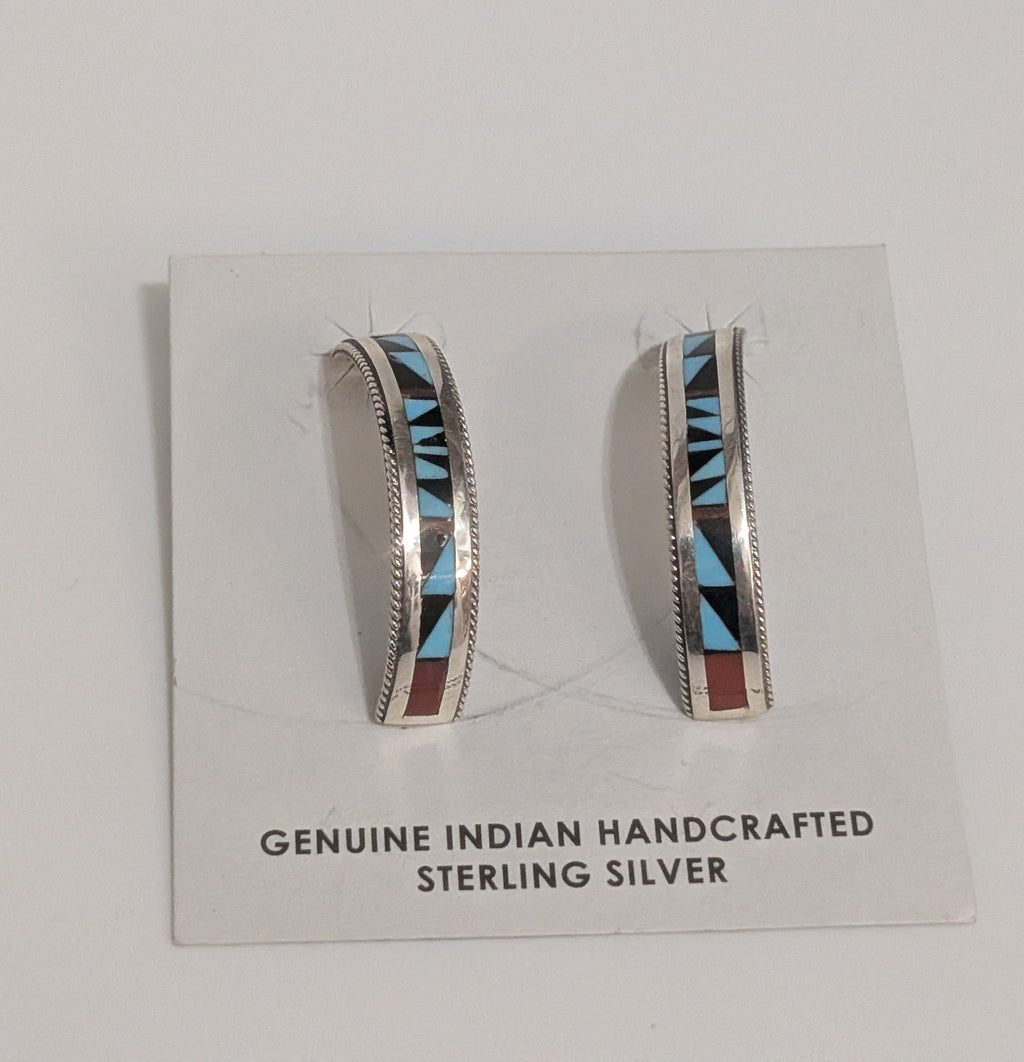 Rachell Weahkee Inlay Hoops, Multi Stone