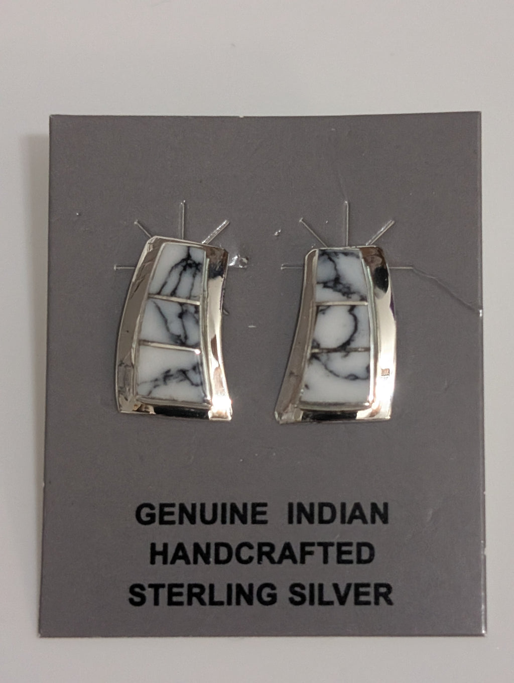 White Buffalo Inlay Earrings, Cynthia Johnson