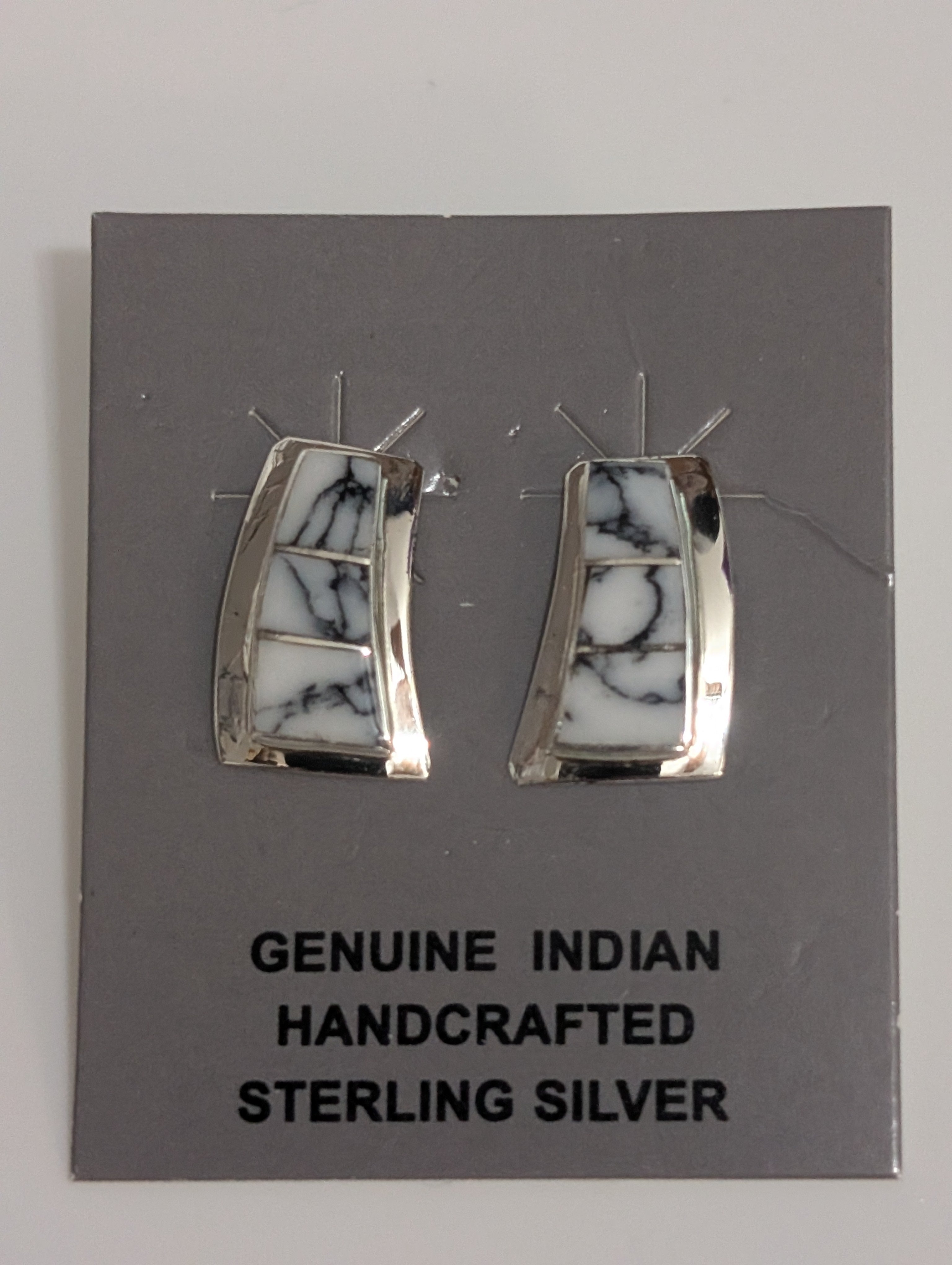 White Buffalo Inlay Earrings, Cynthia Johnson
