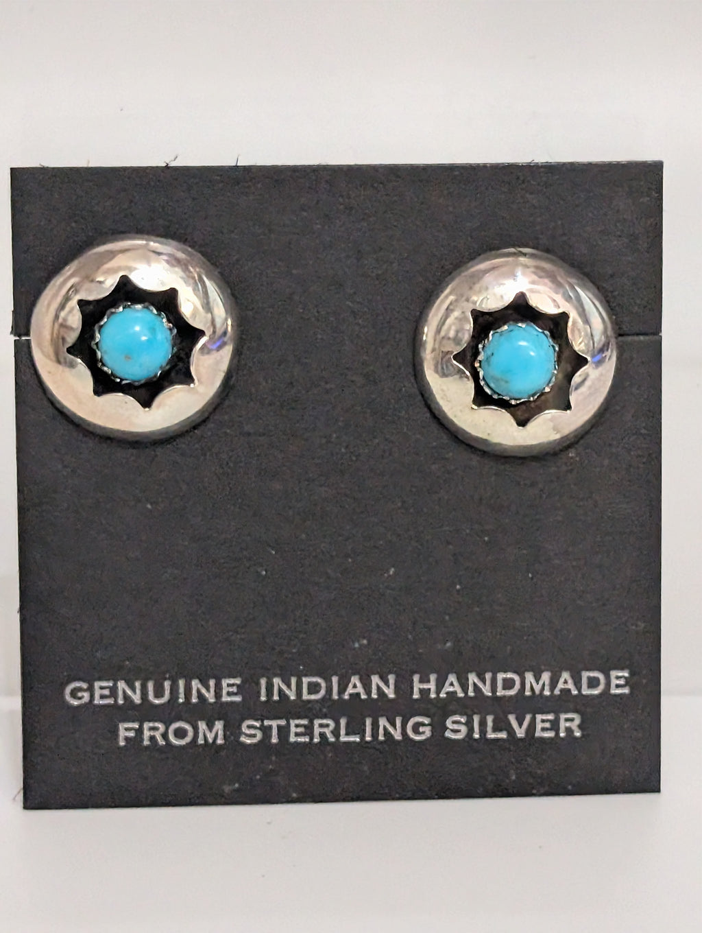 Round Shadow Box Earrings w Turq. Center
