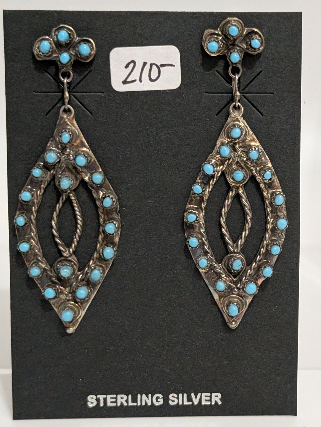 Zuni Needle Point  Earrings, Turquoise