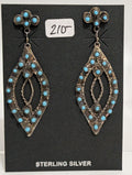Zuni Needle Point  Earrings, Turquoise