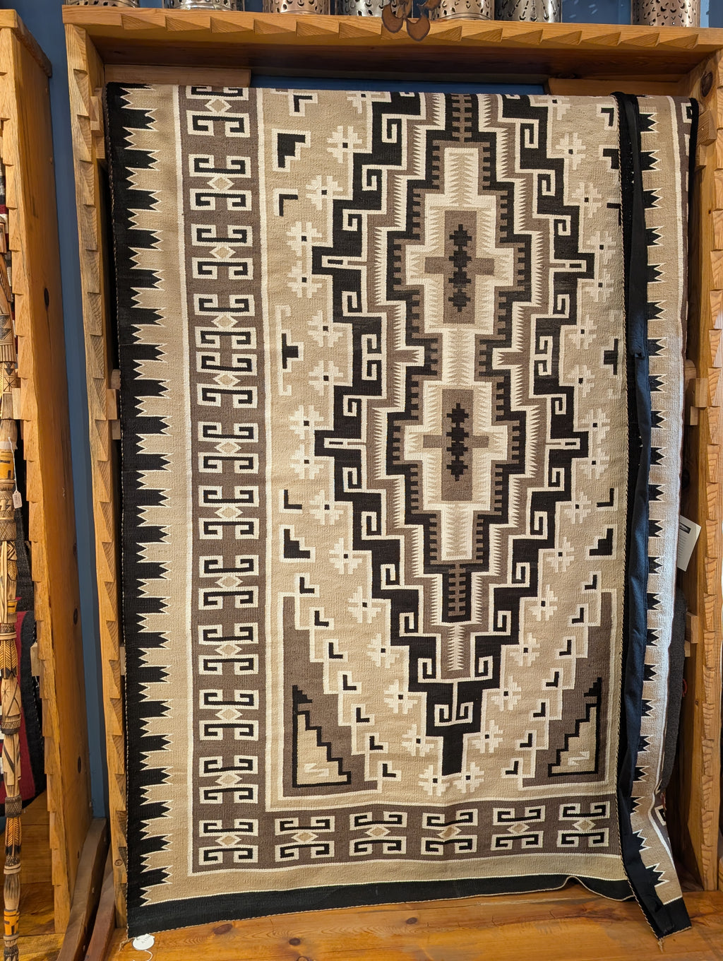 Two Grey Hills, Navajo Rug  66"x114" w sleve for hanging