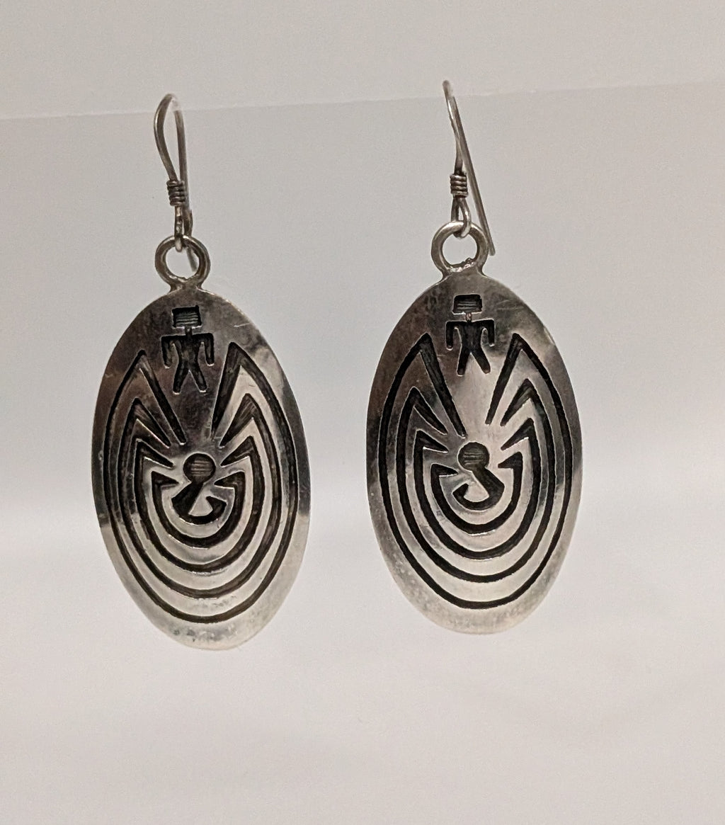 Oval Hopi Man in the Maze Earrings