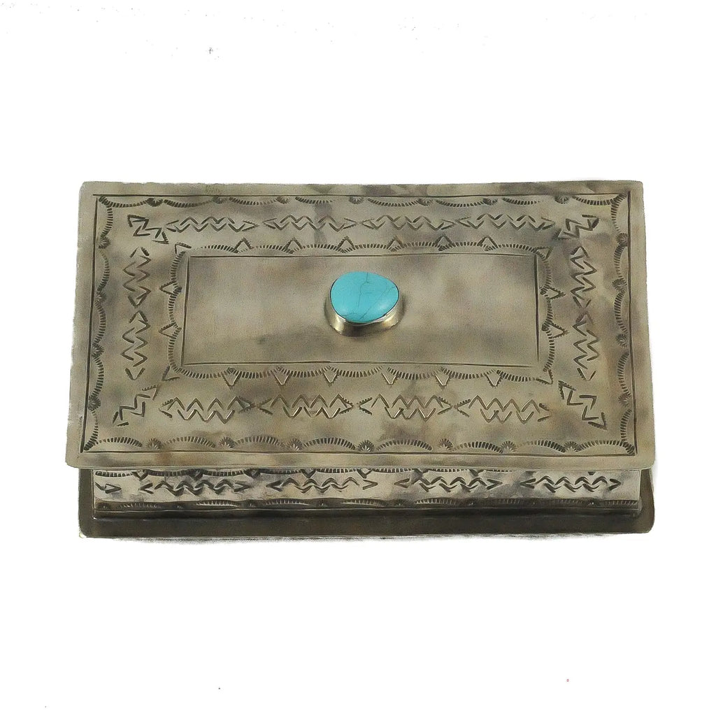 Stamped Rectangular Box w/ Turq
