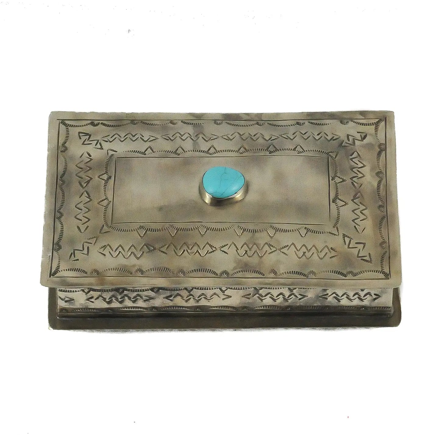 Stamped Rectangular Box w/ Turq