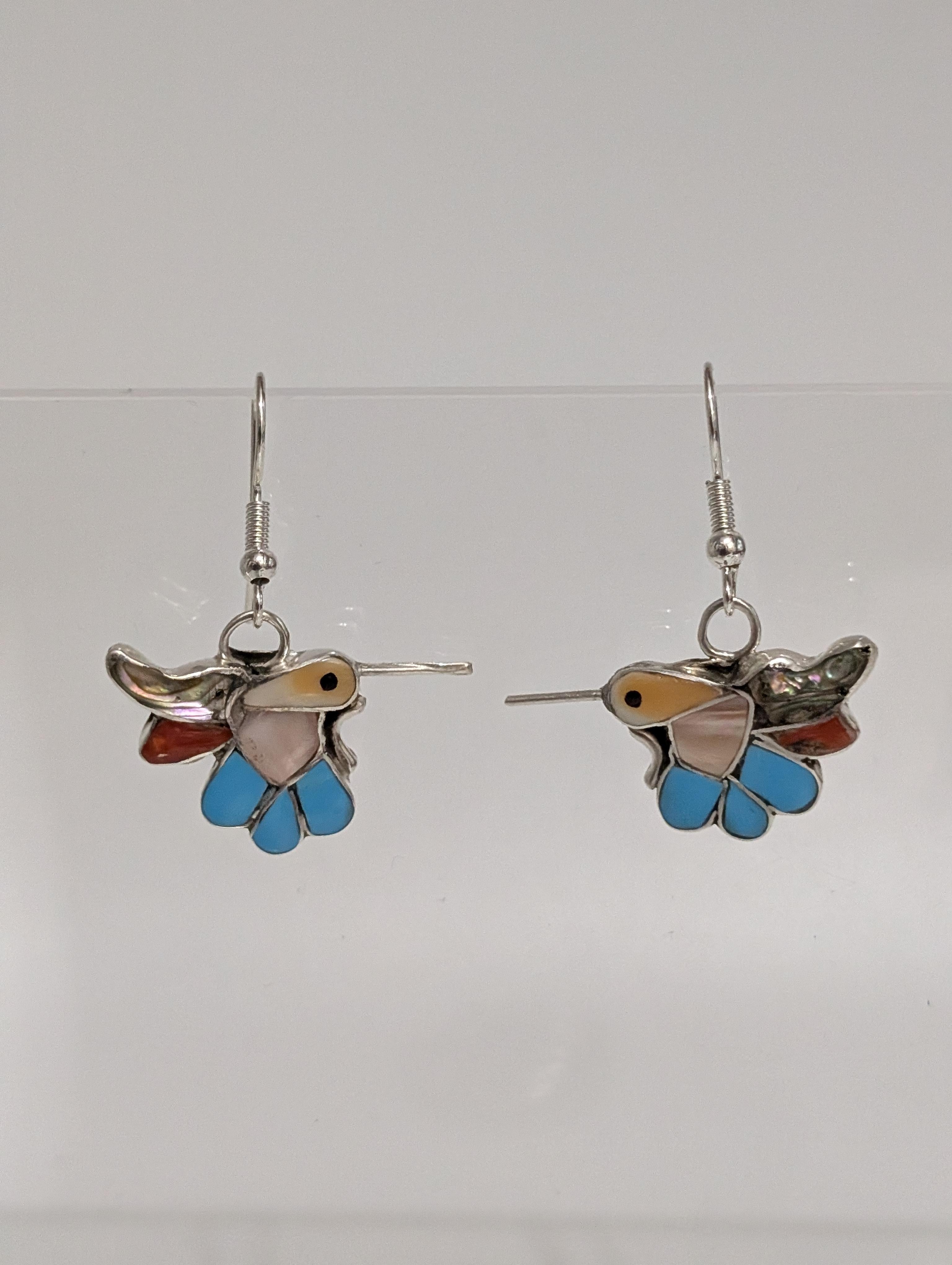Zuni Inlay Hummingbird Earrings