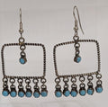 Twisted Silver Rectangles w Dangly Turq. Dots