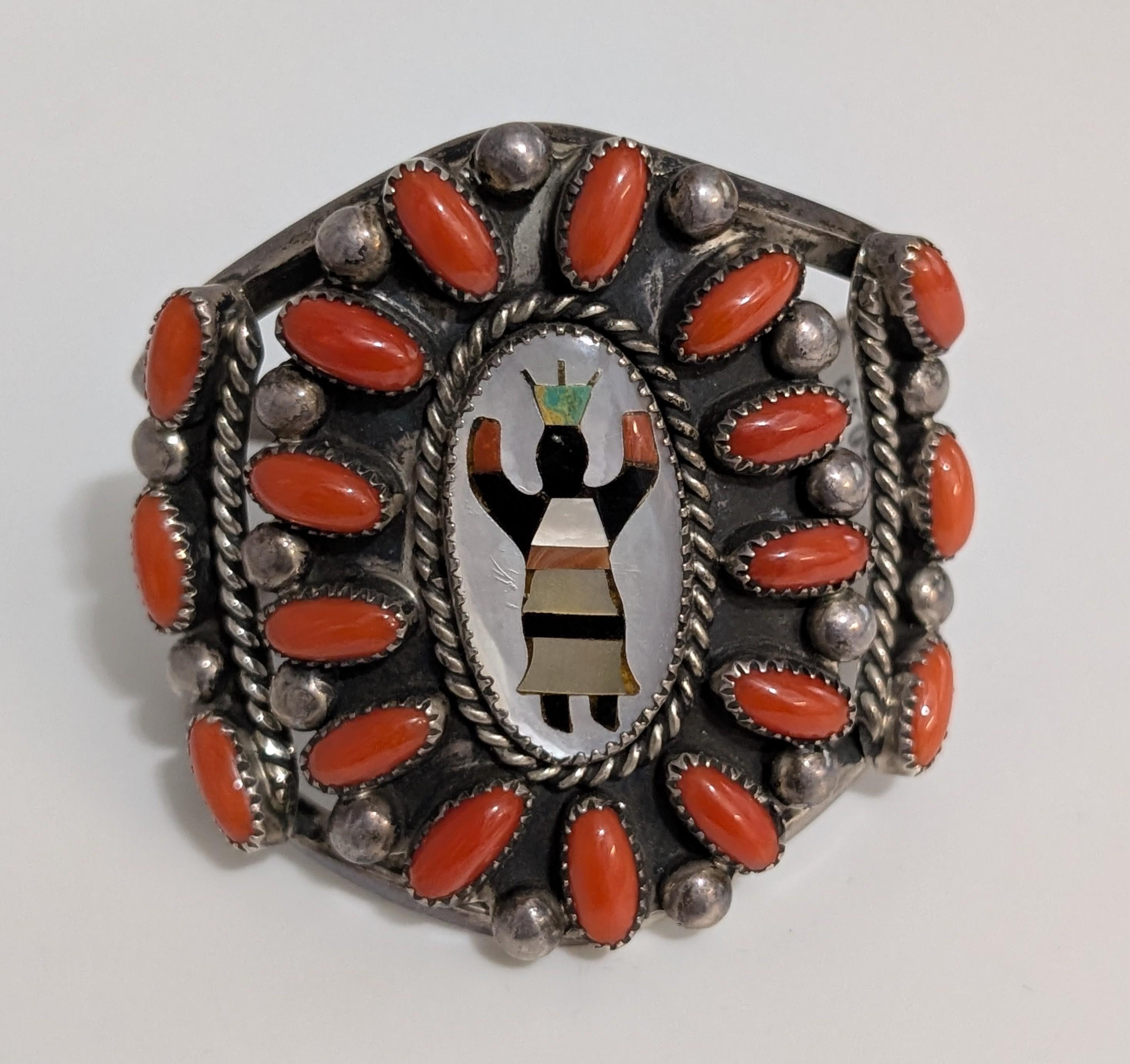 Coral Bracelet w Inlay Center, RHB