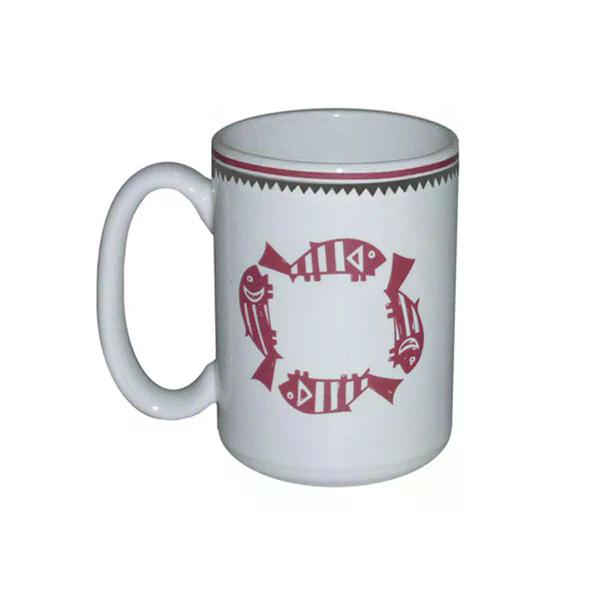 15 oz Mug, Four Fish - Maroon