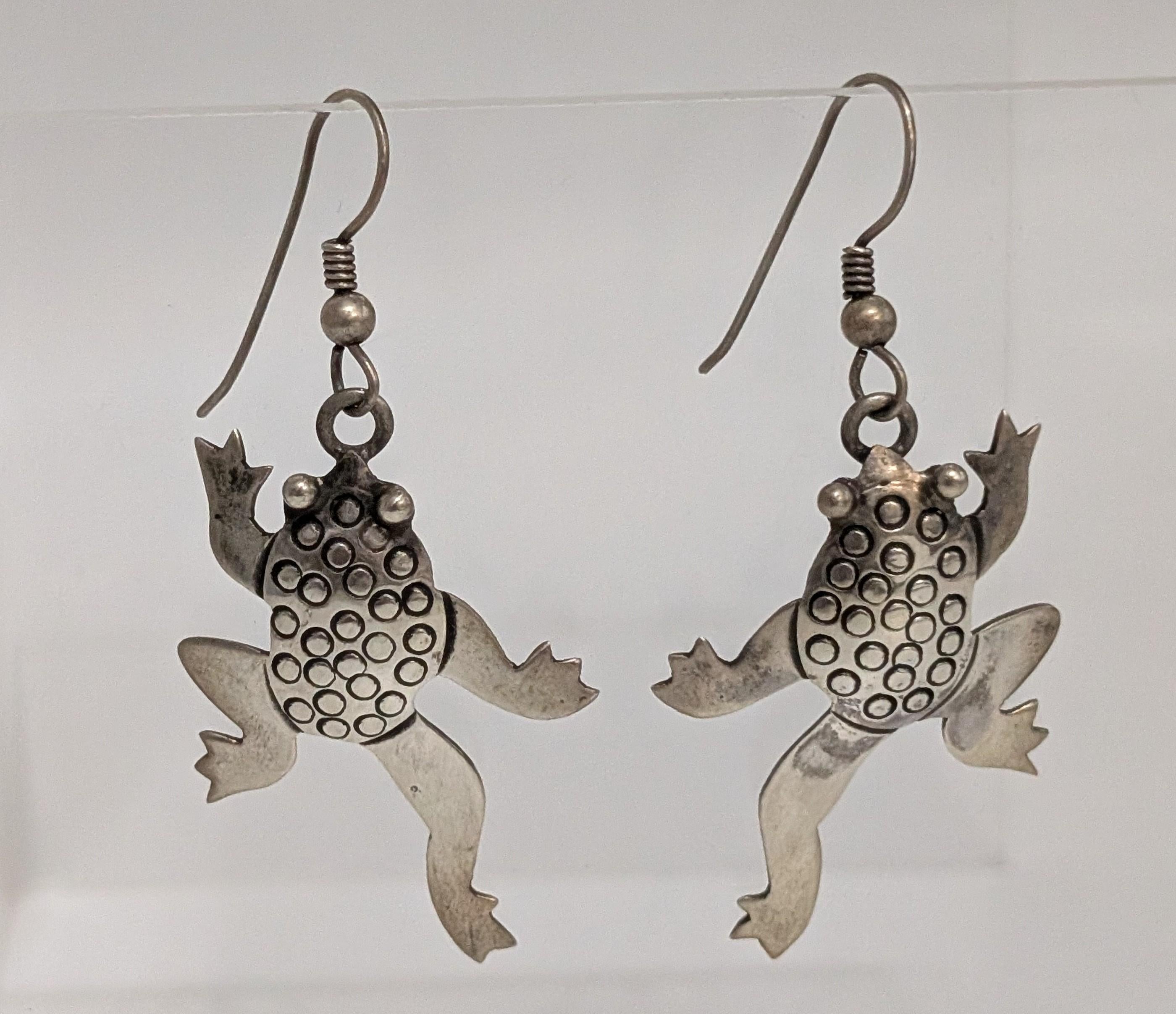 Silver Frog Earrings