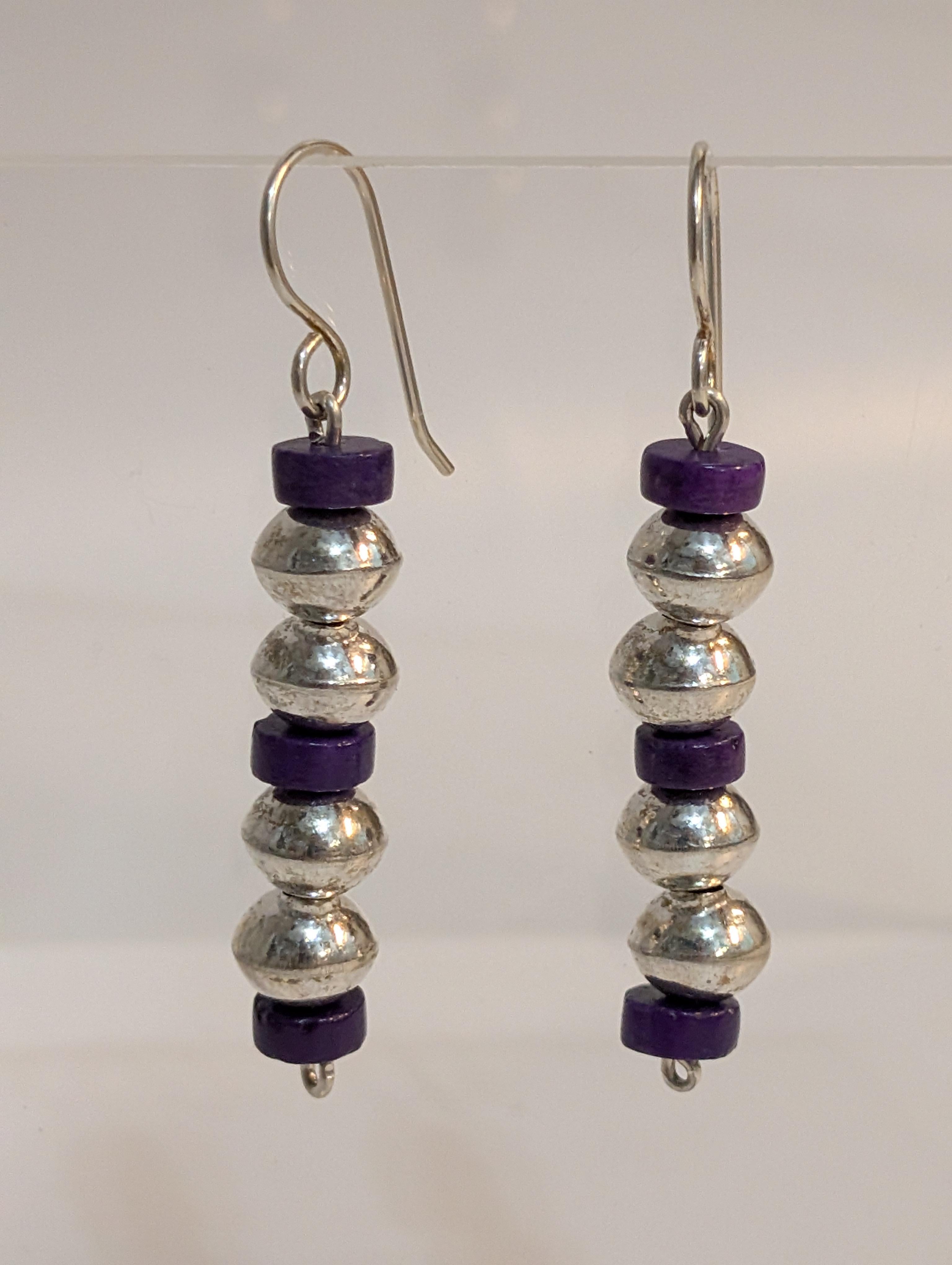 Silver Balls and Sugilite Earrings