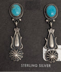 Turq. Post Earrings w Dangly  Silver
