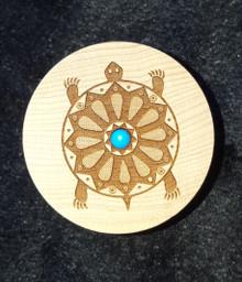 Turtle on Small Maple Box w/ Turquoise