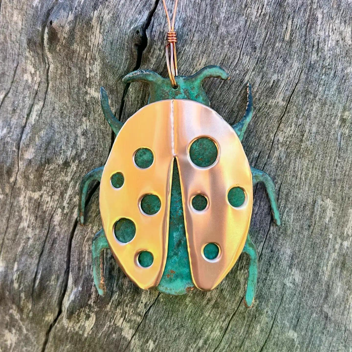 Ladybug Copper Christmas Ornament