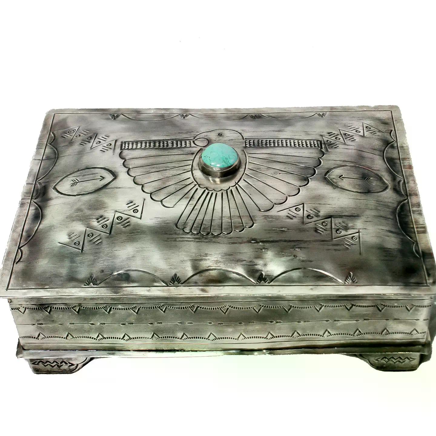 Stamped Thunderbird Box w/ Turq