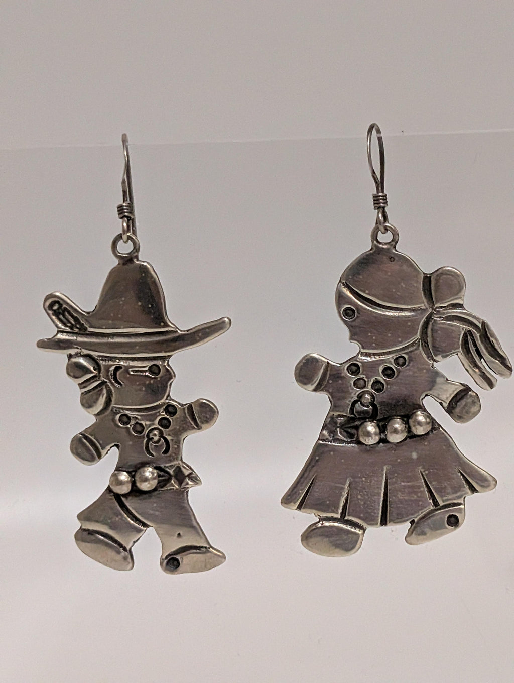 Sterling Silver Earrings Navajo Man& Woman Dancing