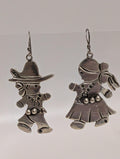 Sterling Silver Earrings Navajo Man& Woman Dancing