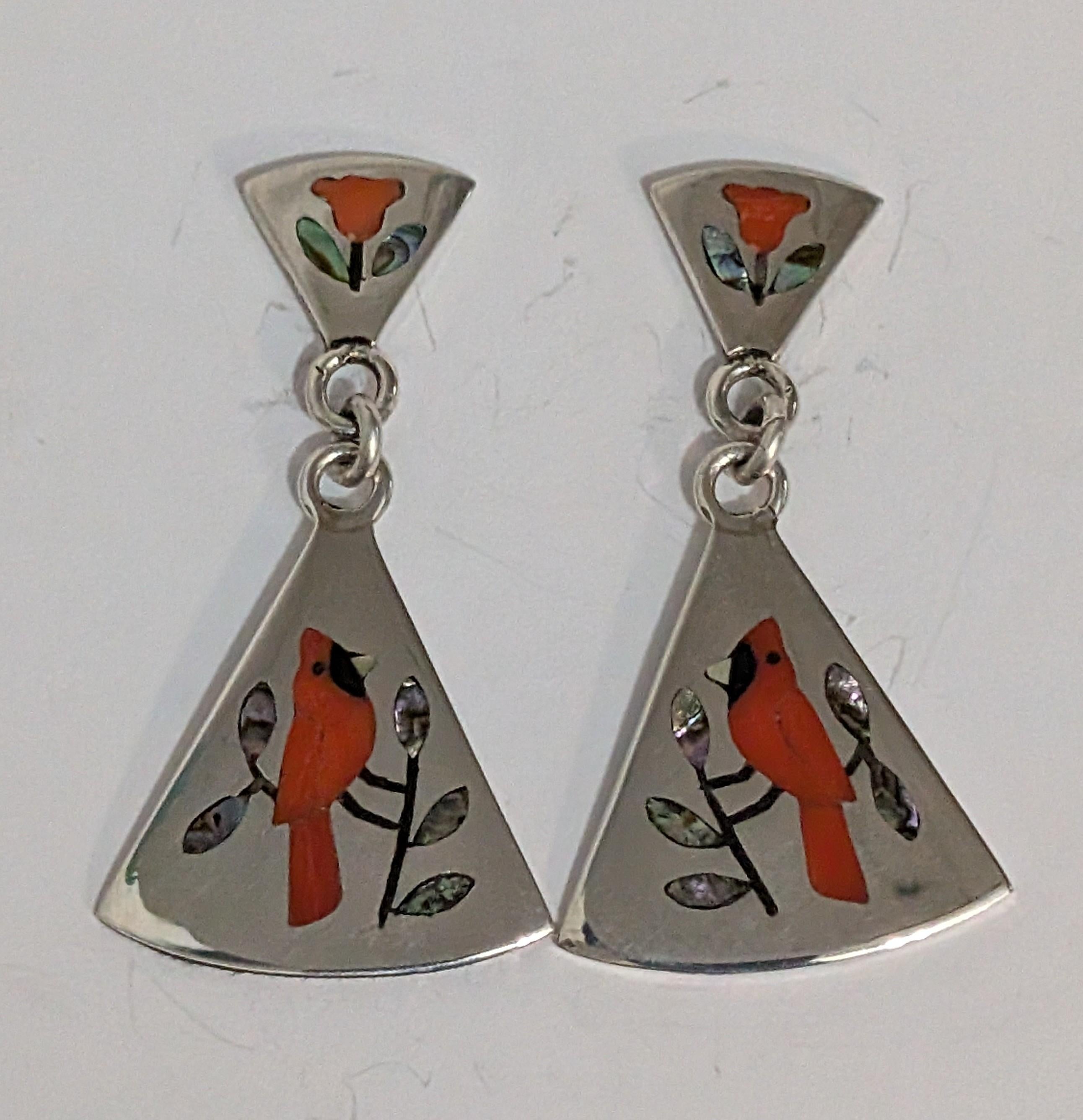 Inlay Cardinal Earrings by Sanford Edaakie