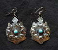 Stamped Sterling Silver Turtles with Turquoise Center