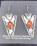 Silver Arrows Head Earrings With Coral