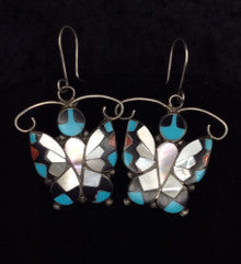 Zuni Inlay Butterfly Earrings