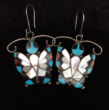 Zuni Inlay Butterfly Earrings
