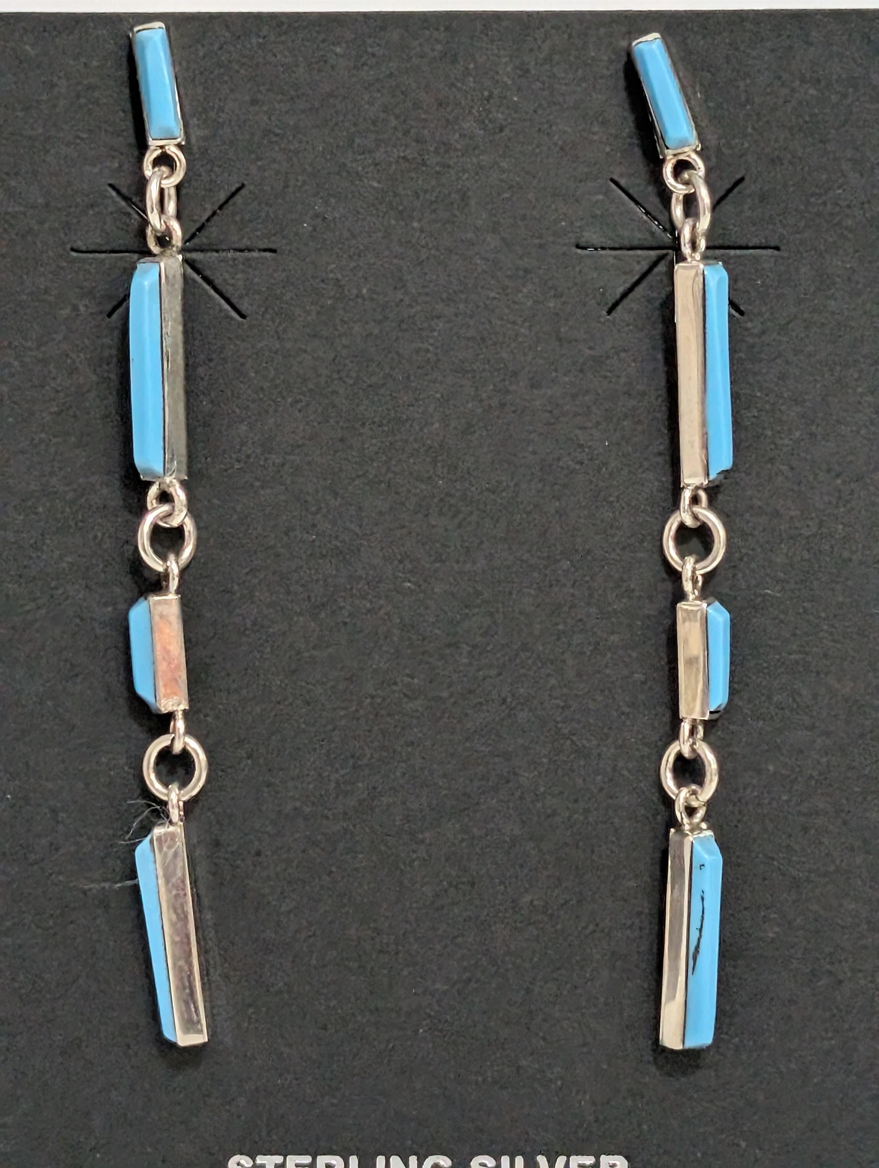 Dangly Zuni Turquoise Earrings