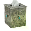 Stamped Tissue Box Cover w/ Turq