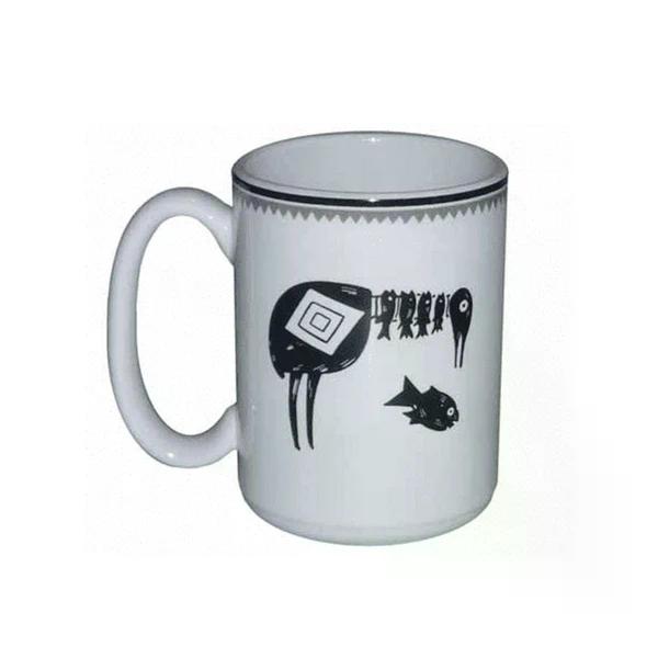 15 oz Mug, Bird Eating Fish - Black