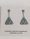 Zuni Earrings, Turquoise Dots, Harlon Booqua