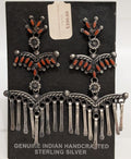 Coral Needle Point w dangly silvers