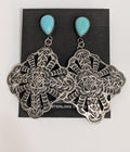 Large Earrings, Turq and Silver, T willie
