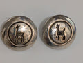 Round Silver Post Earrings w Deer