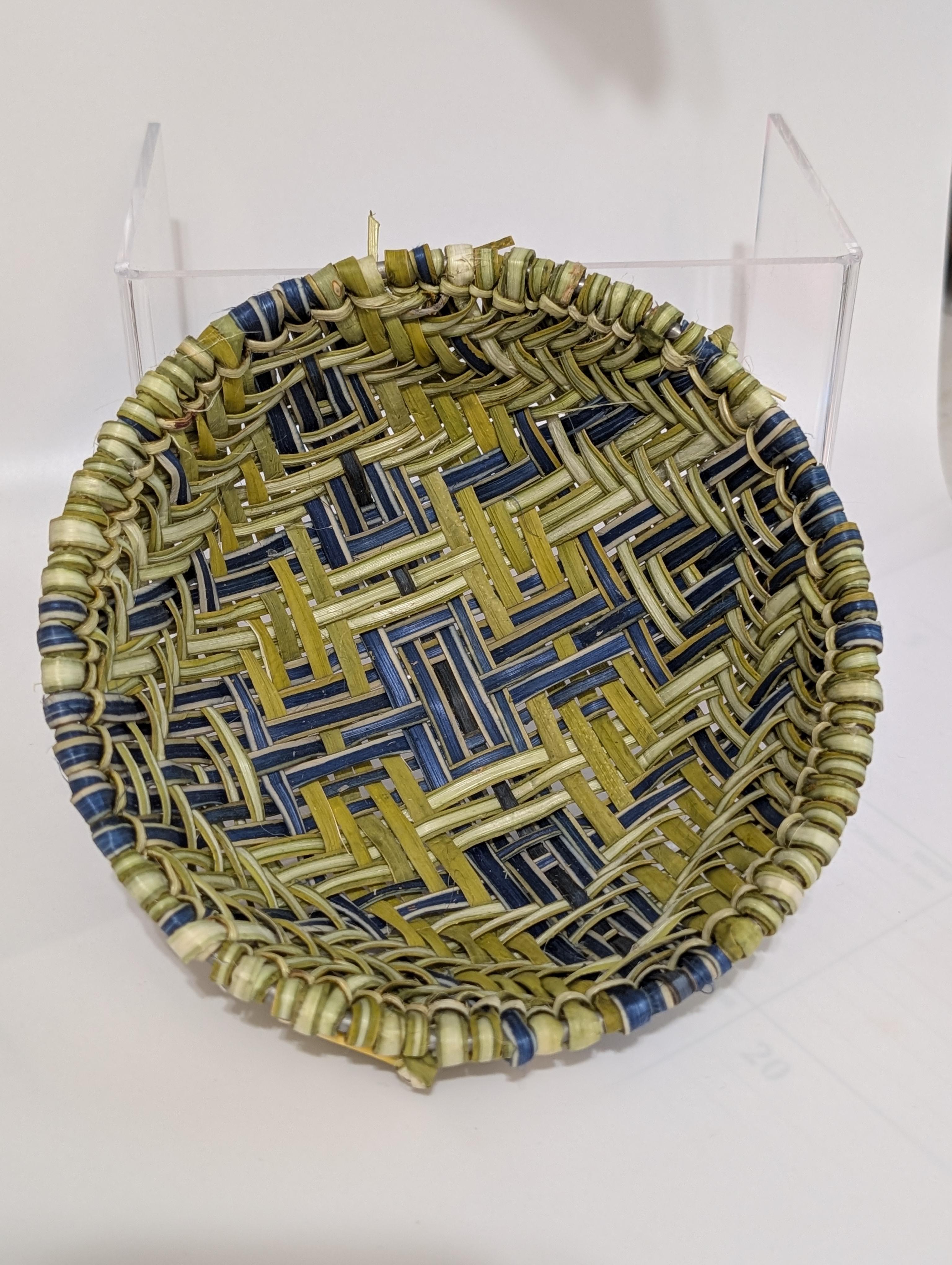 6"D Hopi Sifter Basket, S. Tenakhognva.  blue,Green