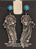 flower and feather,coral/turq