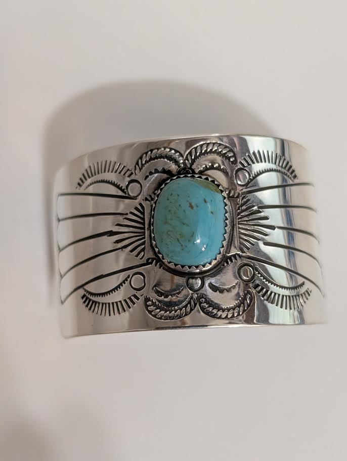 Sterling Silver & Turquosie Hair Barette#2, Joann Silver