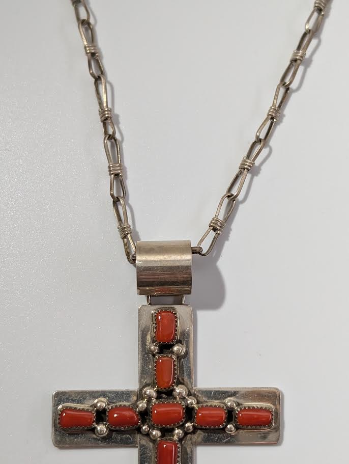 Coral Cross on Chain