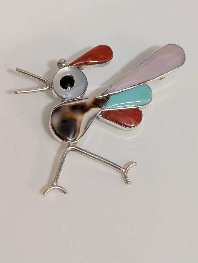 Kelly Eddakie Roadrunner Pin/Pendant, pink tail