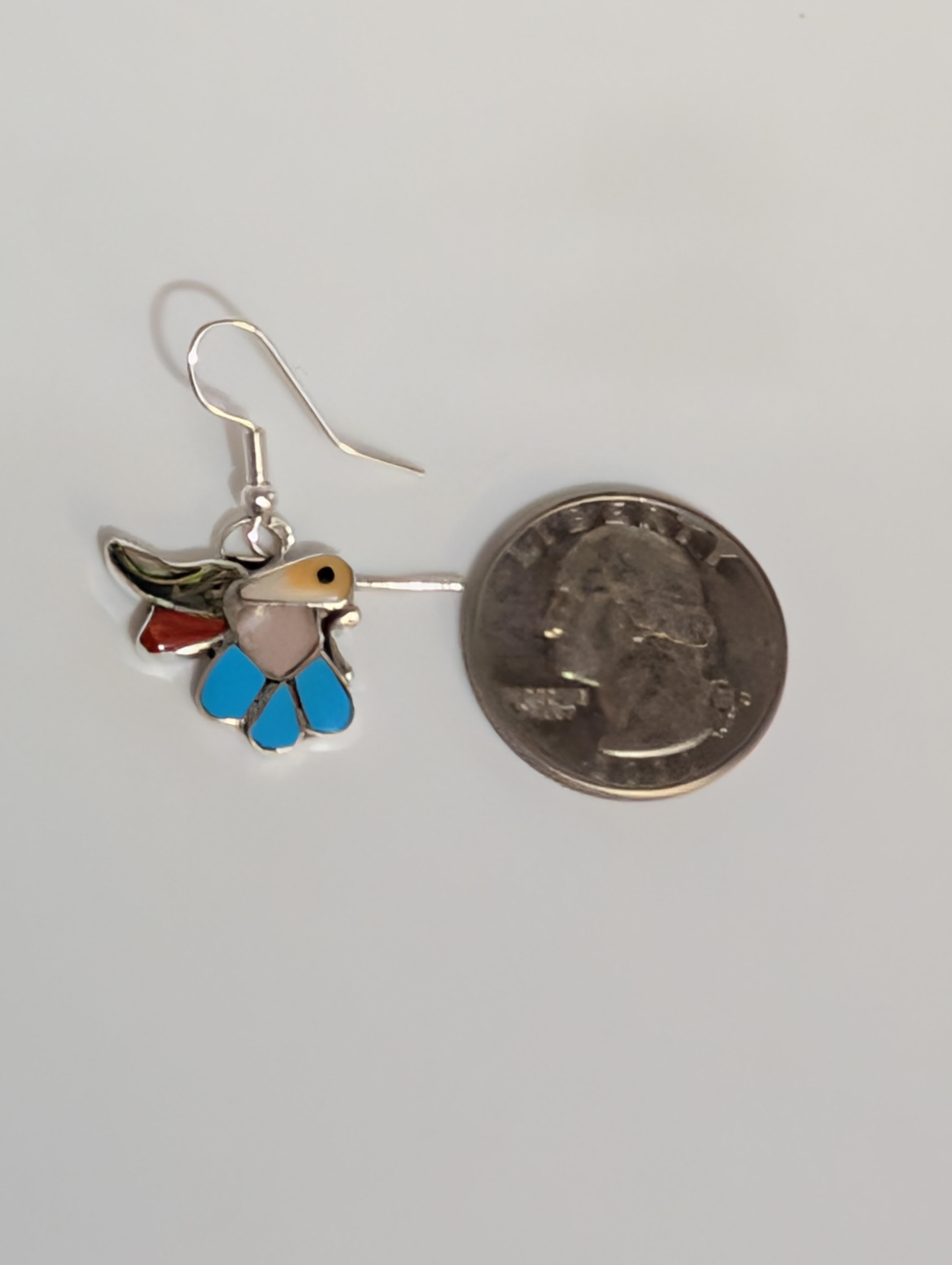 Zuni Inlay Hummingbird Earrings