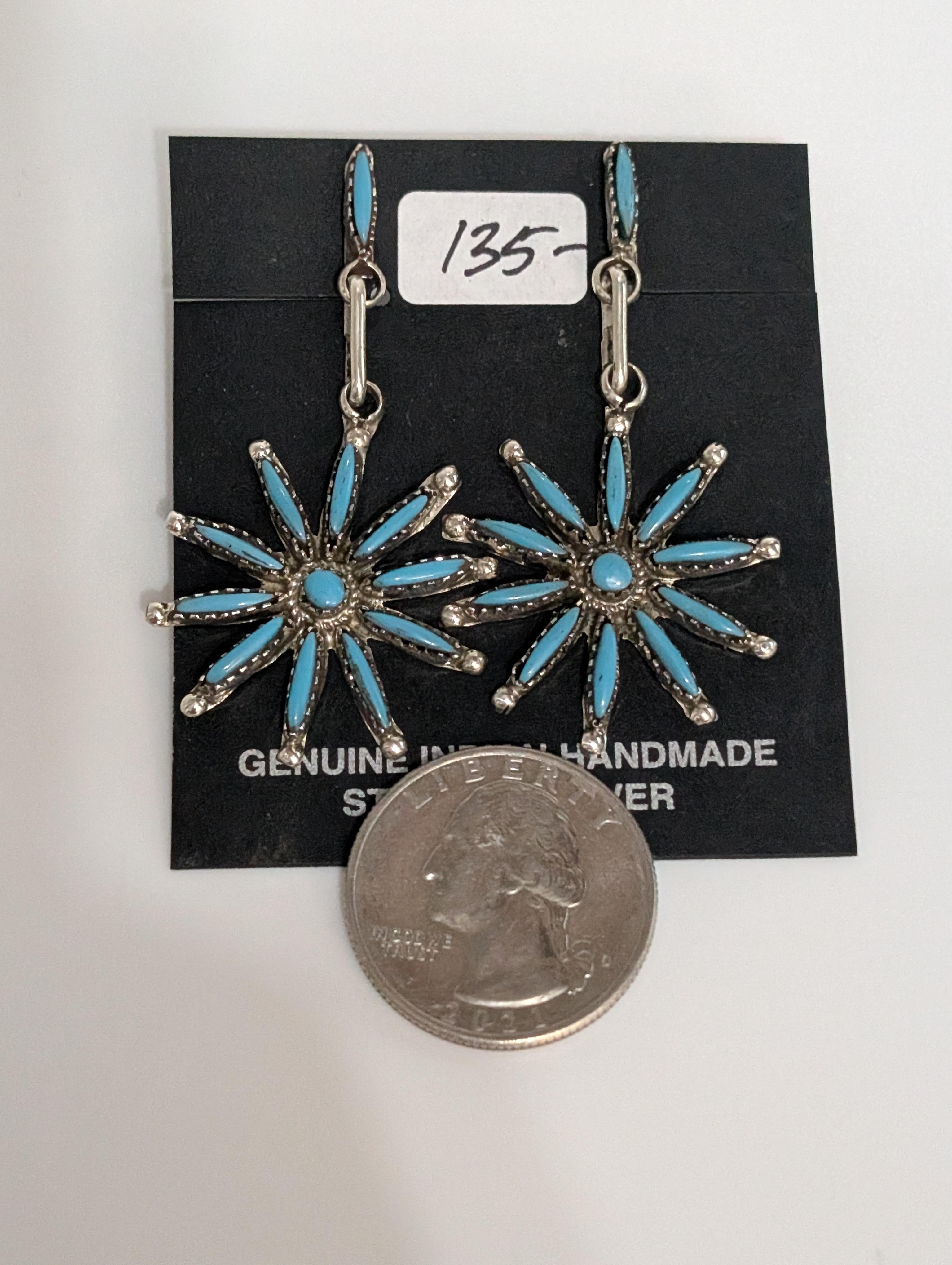 Turquoise Needle point Star earrings