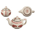 Boston Teapot, 16 oz, Park White, Mimbreno, Parrot - Maroon